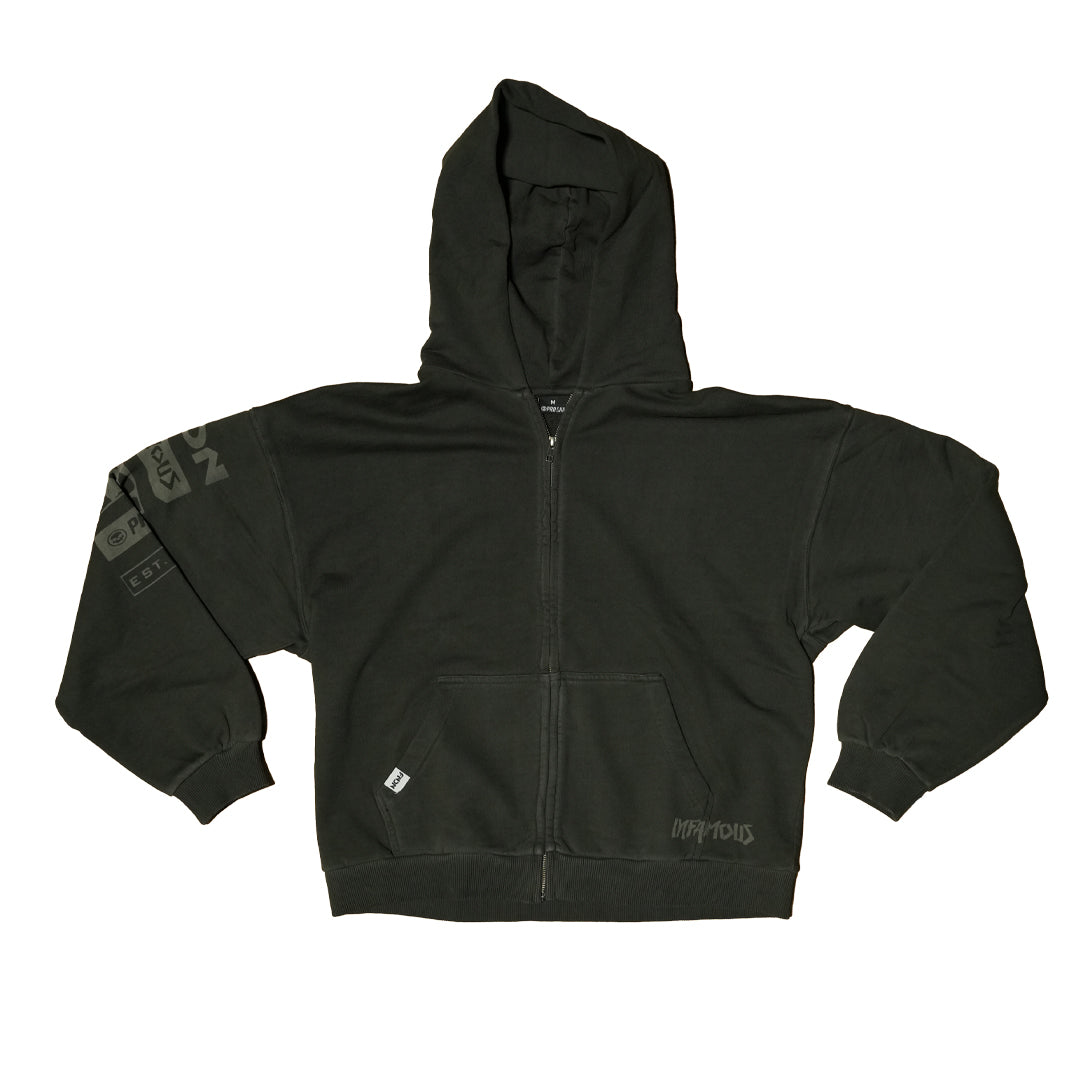 HERITAGE ZIP HOODIE - SAGE GREY WASH