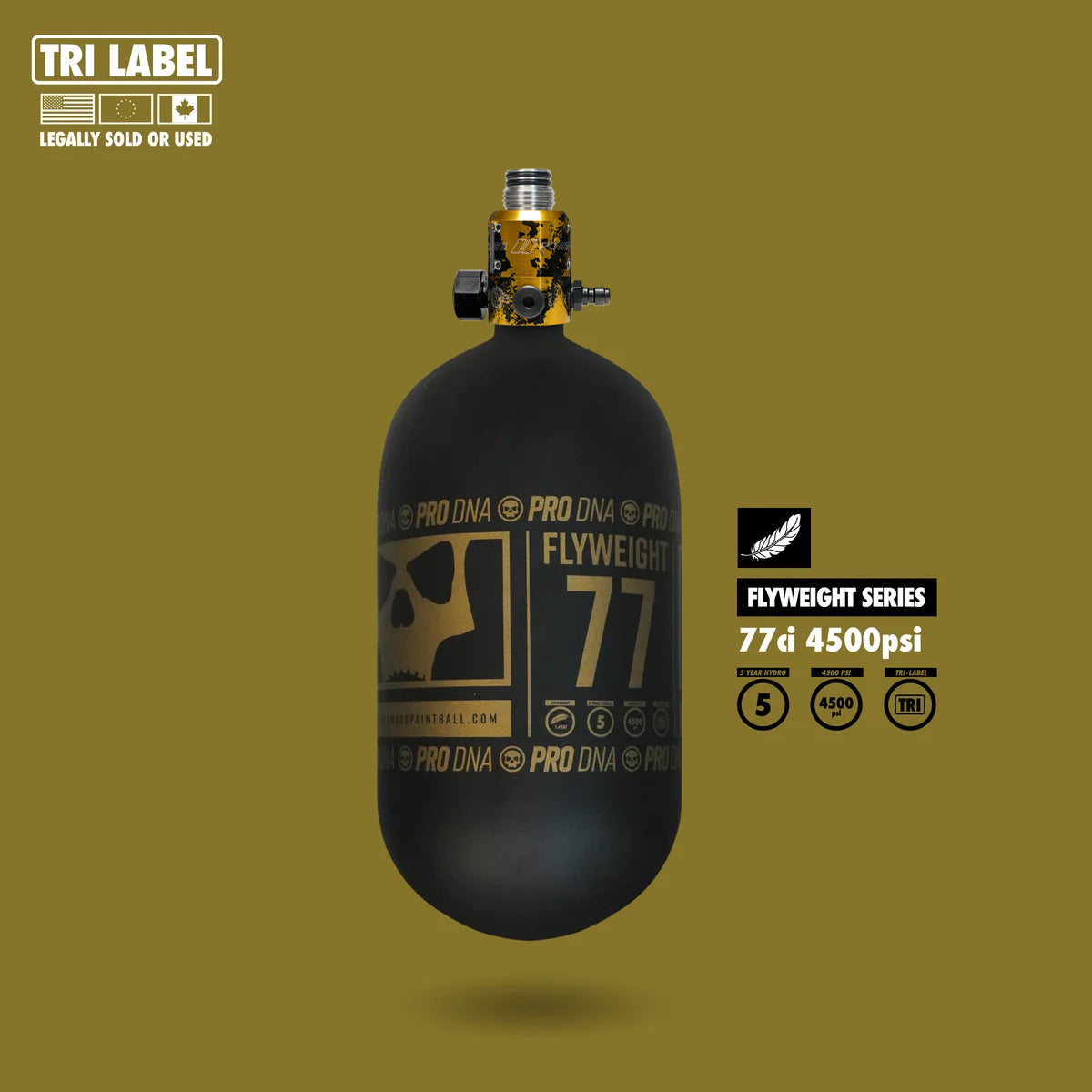 FLYWEIGHT TANK 77CI - RC SKULL GOLD - GOLD SPONGE