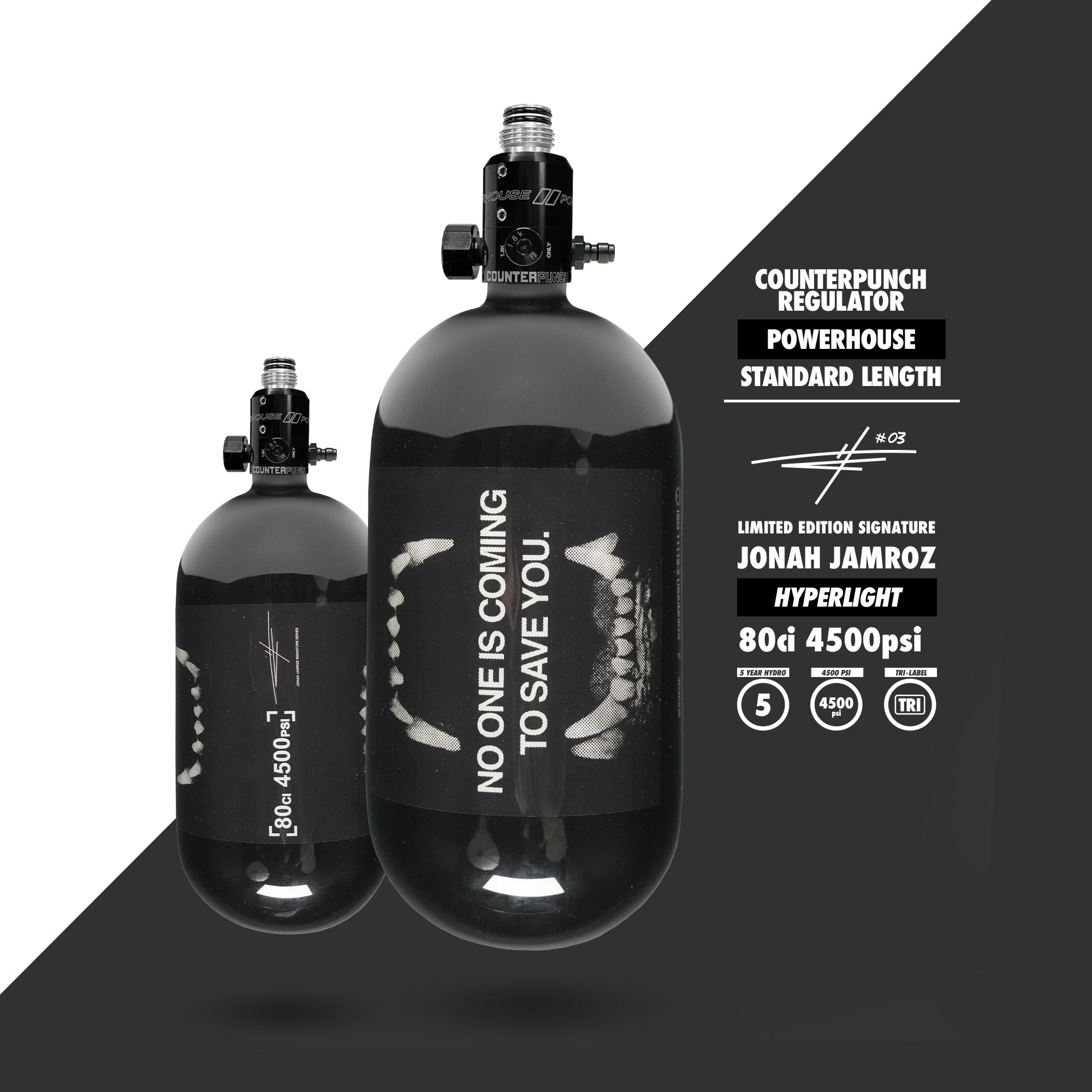 Bouteille D'air Paintball Infamous Pro DNA Hyperlight 80CI - Blanc/Noir Congelé, Neuve