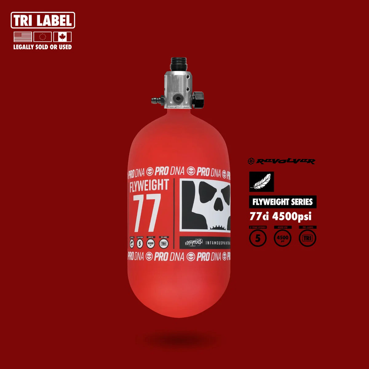 FLYWEIGHT TANK 77CI - RC SKULL RED - SILVER REVOLVER