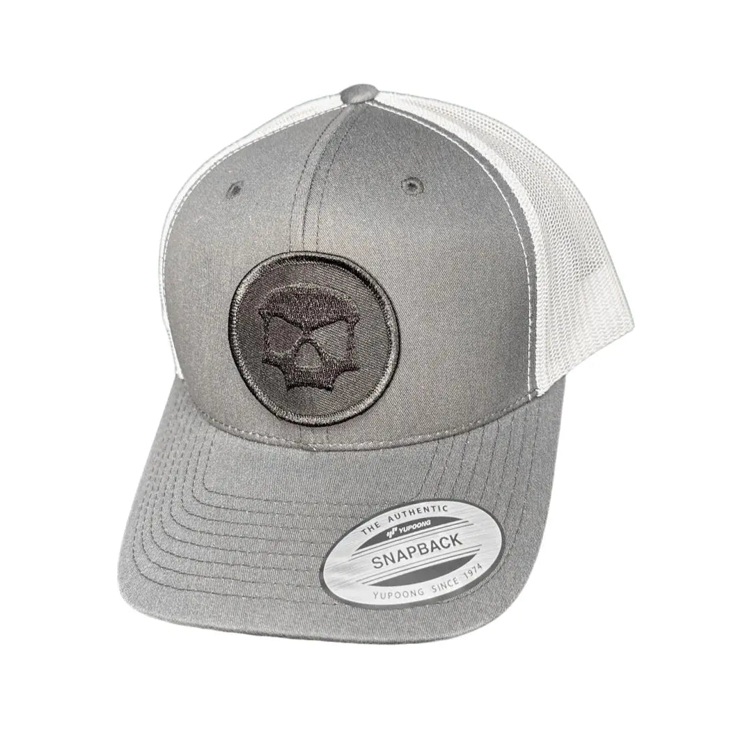 Flexfit Snapback Hat - Light Grey / White Mesh (Skull Icon) Infamous Paintball