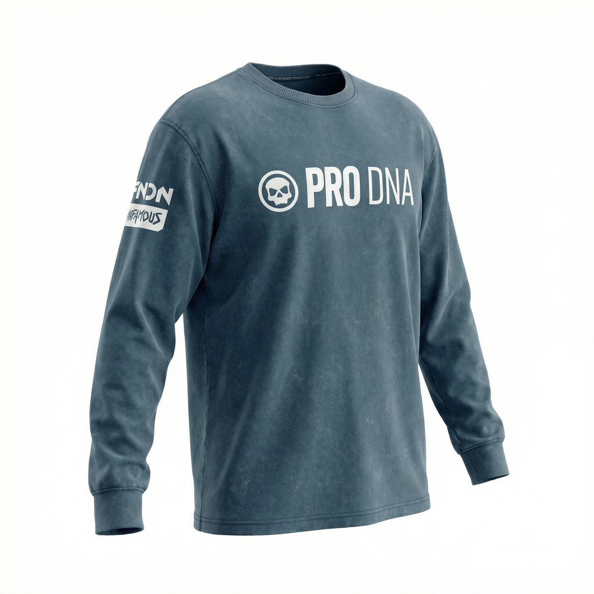 STONE WASHED LONG SLEEVE SHIRT - STEEL BLUE