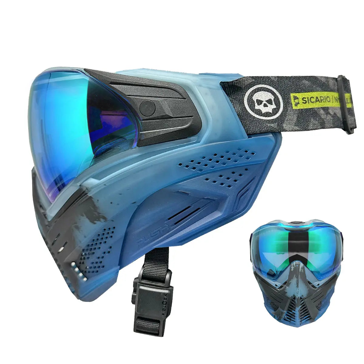 INFAMOUS PUSH UNITE GOGGLE- CLEAR BLUE SKULL (LE ONLY 20 MADE) Push Paintball