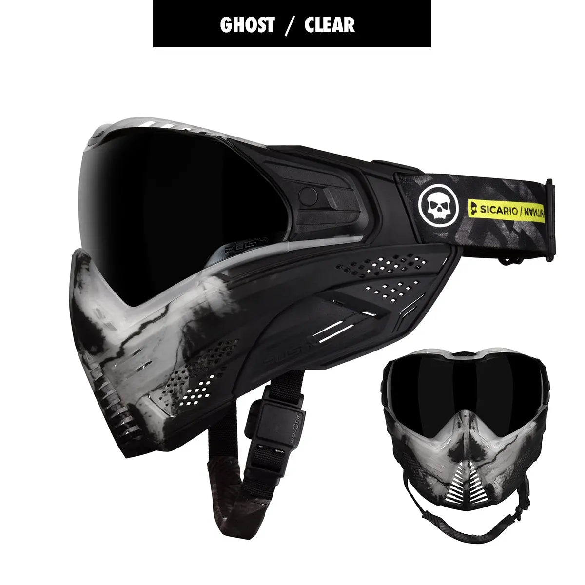 INFAMOUS &quot;CLEAR&quot; GHOST SKULL LE UNITE PUSH GOGGLE Push Paintball